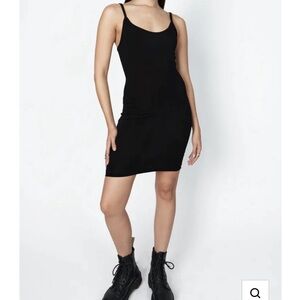 MARY WYATT. Black Mini Slip Dress.